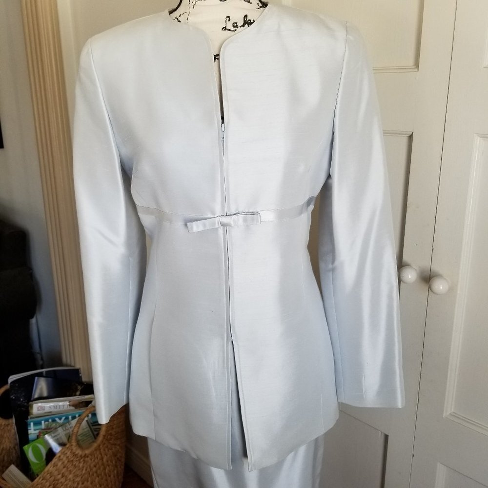 Noviello Bloom Suits Silver Shantung Silk Suit - Picture 2 of 14